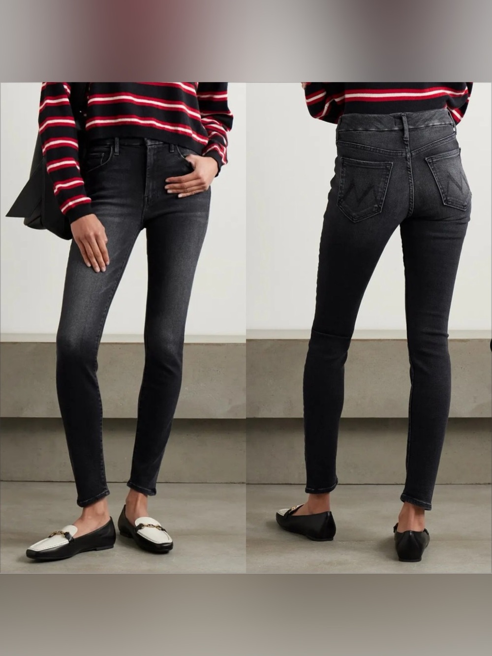 Mother Jeans Mid Rise Dazzler Ankle Black Wash Denim Size 26